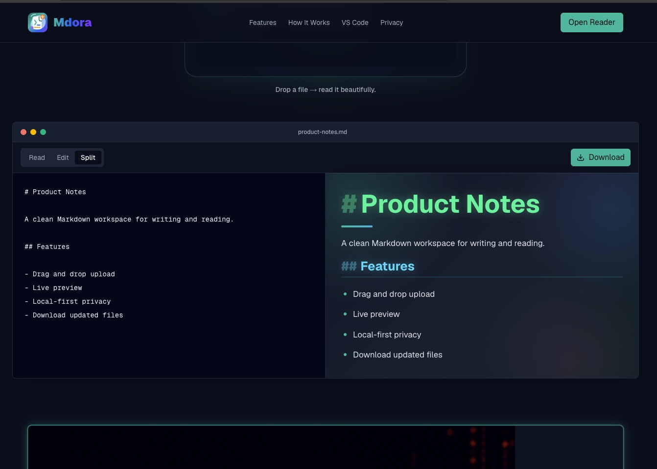 Mdora — Web App screen 2