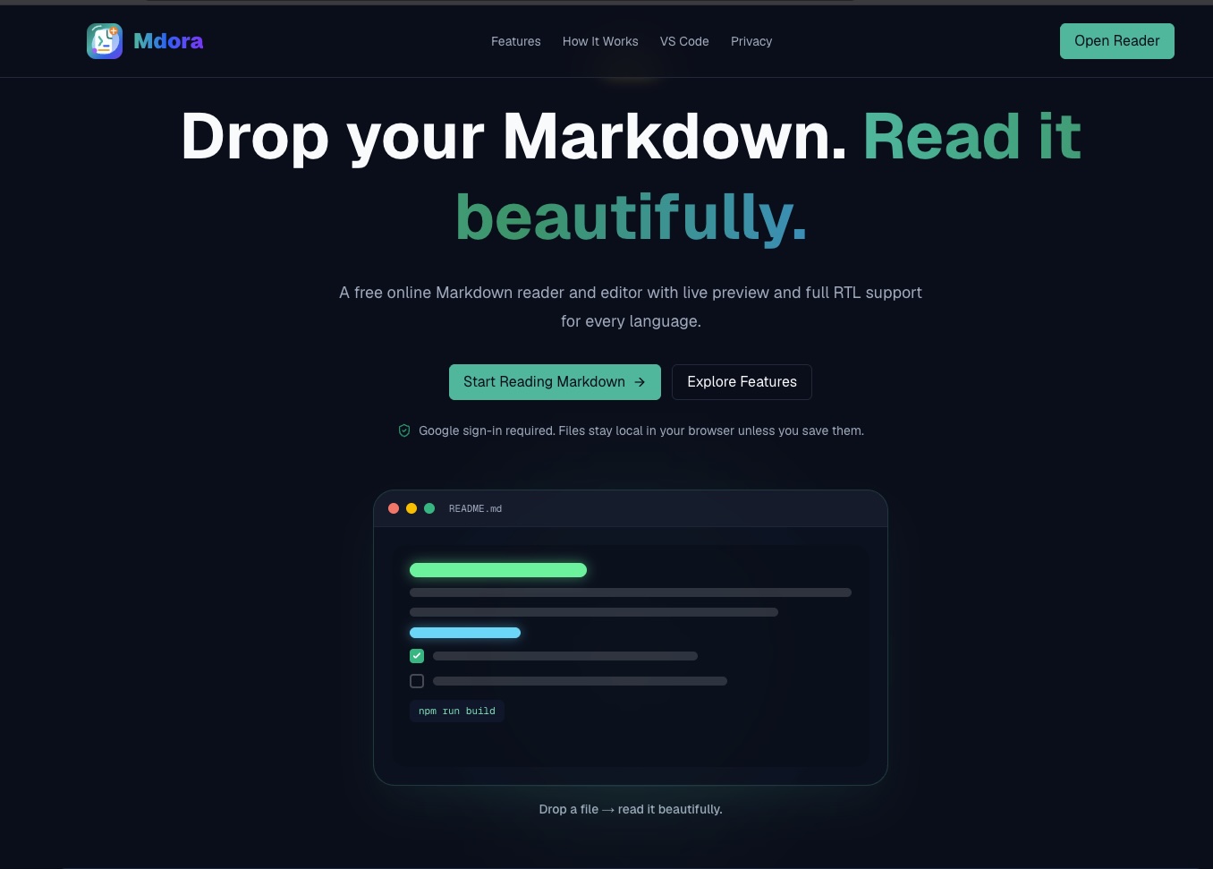 Mdora — Web App screen 1